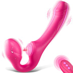 Strapless Strap-On Double-Ended Dildo with 10 Modes & Remote Control, Anti-Slip Silicone Realistic G-Spot Anal Dildo Vibrator Vibrating Butt Plug, Adult Sex Toys for Women Lesbian Couples S&M Whips
