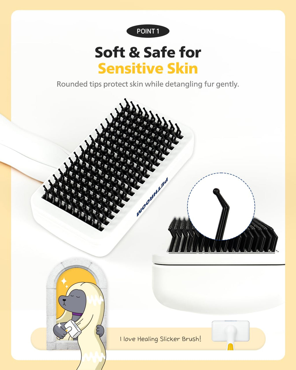 PETHROOM Self-Cleaning Slicker Brush for Dogs & Cats