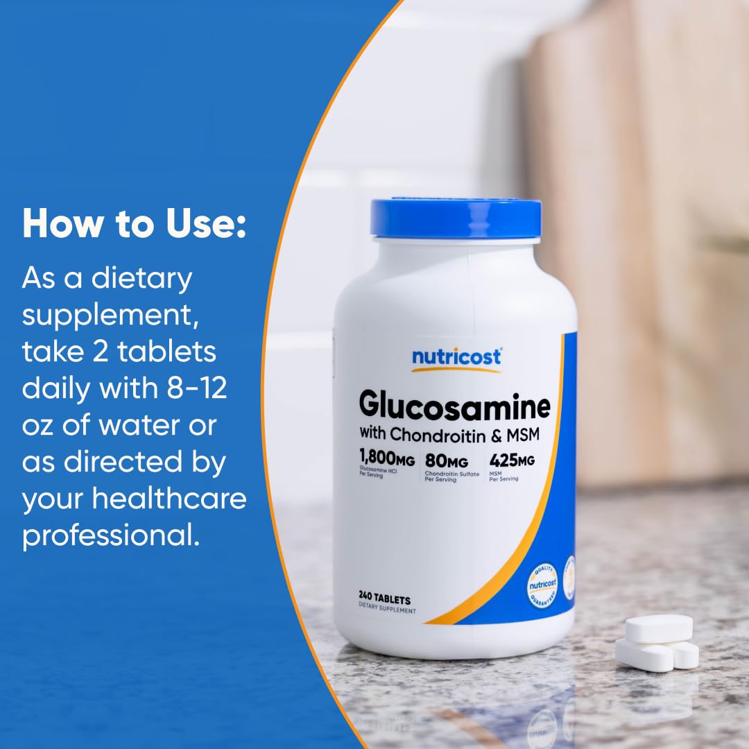 Nutricost Glucosamine 1800mg with Chondroitin & MSM, 240 Tablets, GMO-Free | 120 Servings, Gluten Free