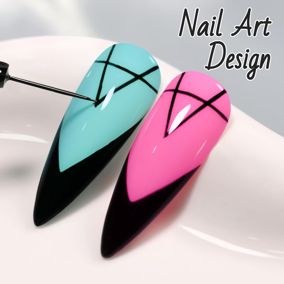 Explore unique nail art with the Double Rhythm 15 Ml Metallic Gel Liner. Perfect for creating stunning designs and details.