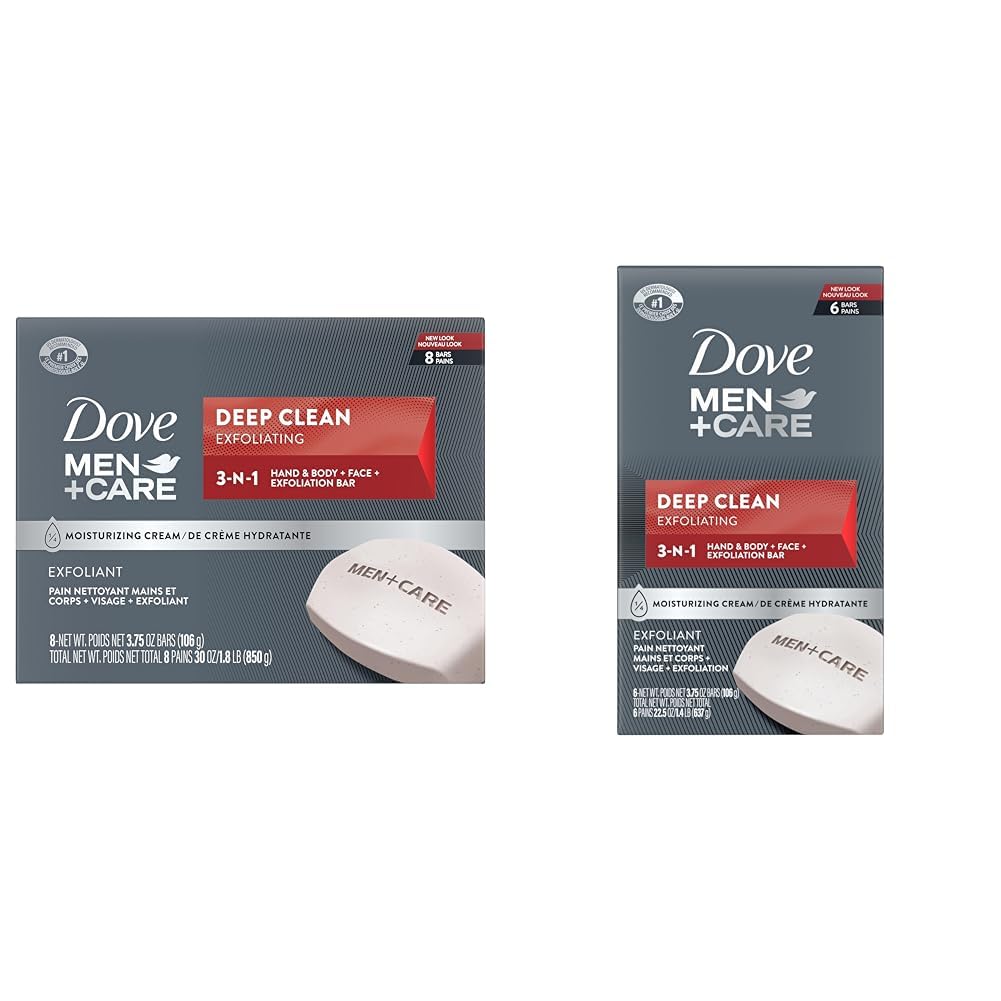 Buy now Dove Men+Care Body Soap and Face Bar More Moisturizing Than Bar Soap Deep Clean Effectively Washes Away Bacteria, Nourishes Your Skin 3.75 Ounce (Pack of 6) 3.75 Ounce (Pack of 8) Body Soap + Body Soap at indiglob india