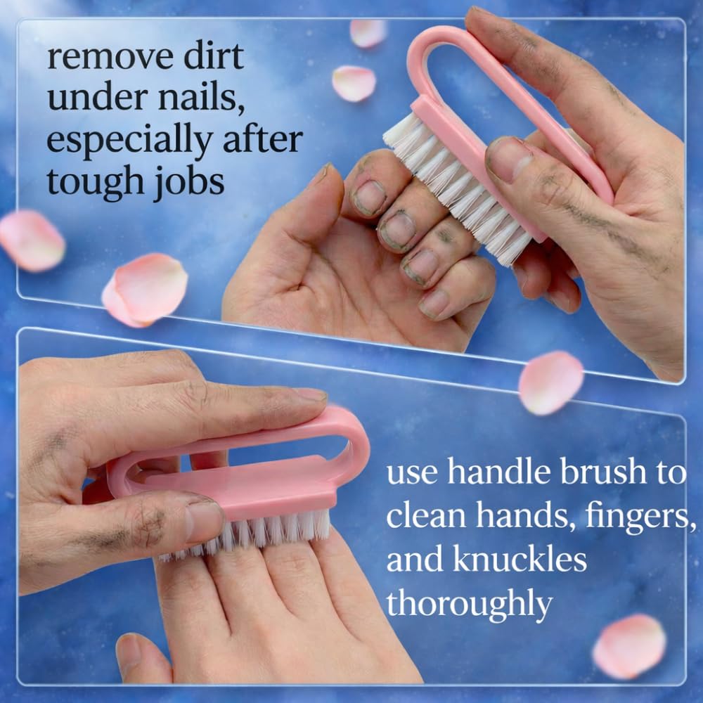 4 Pcs Nail Brush for Cleaning Fingernails, Nail Brush Handle Grip Brush for Nail and Toes,Pedicure Brushes for Men and Women, Fingernail Scrub Cleaning Brushes