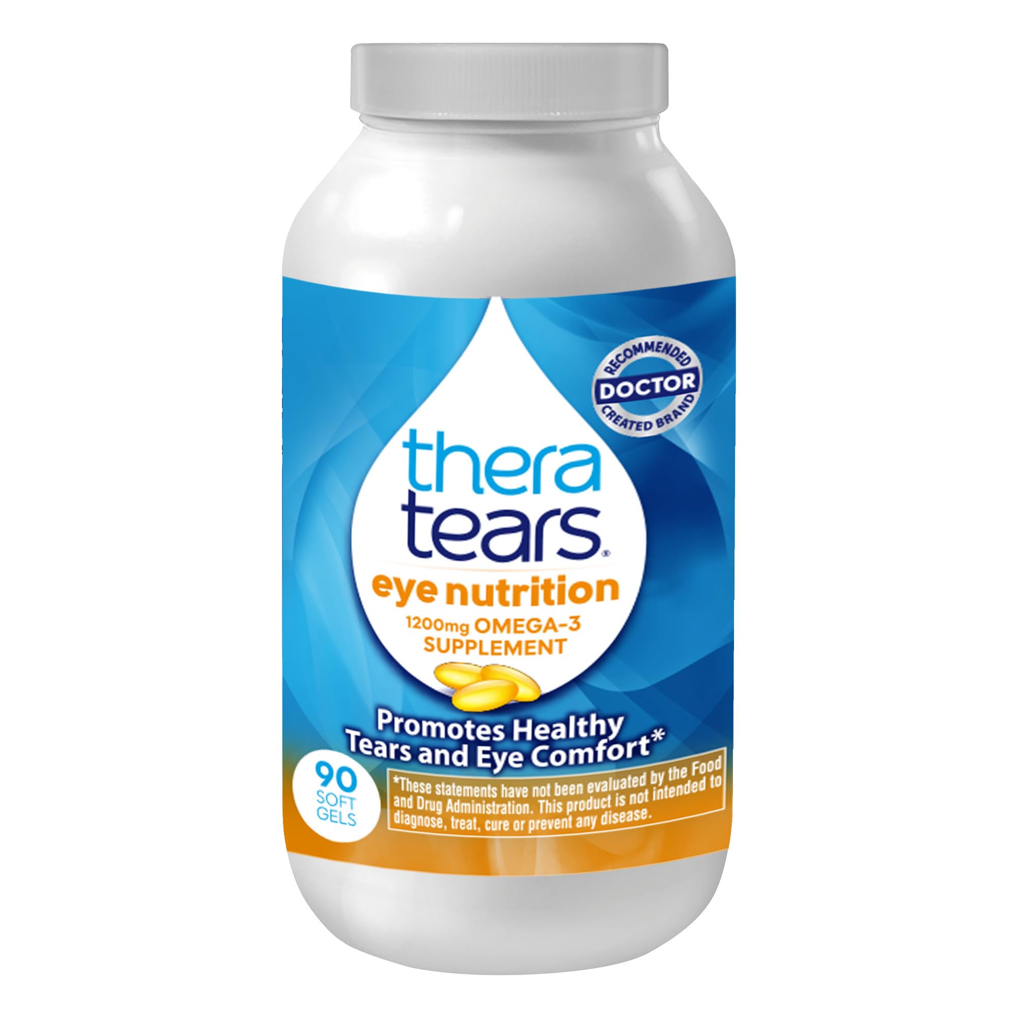 TheraTears Omega 3 Supplement for Eye Care, 180ct | 1200mg Fish Oil and Organic Flaxseed Oil with Vitamin E, Eye Nutrition, Promotes Healthy Tears & Eye Comfort