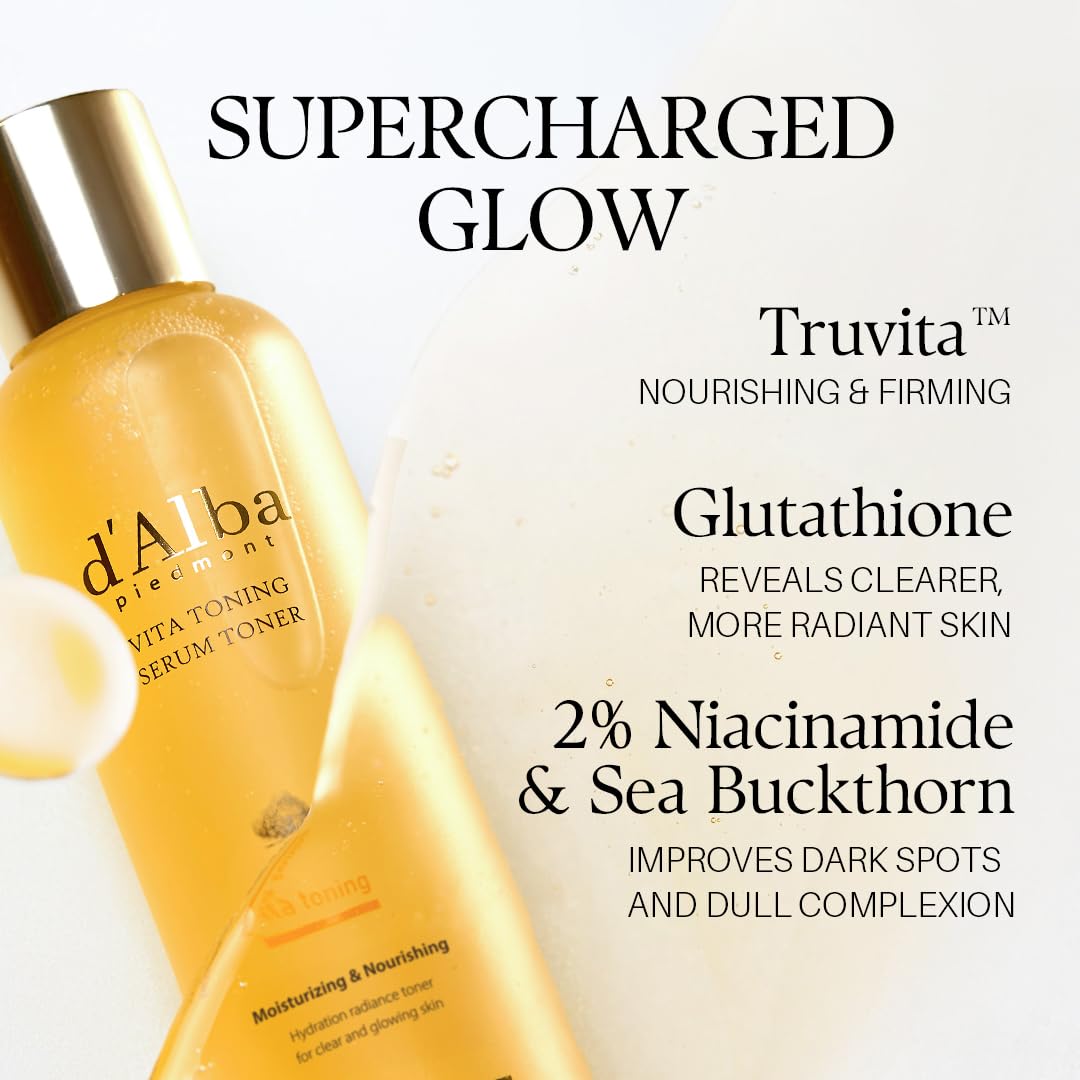 d'alba Piedmont White Truffle Vita Toning Serum Toner (6.08 fl. oz) | Glass Skin with Double Vitamin Skincare, Face Moisturizer, Korean Skin Care, Dark Spots, Even Skin Tone, Serum-Like Toner