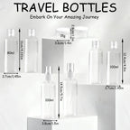 Ninsula 8Pcs Travel Bottles Set, TSA Approved Travel Size Toiletries, Reusable Leak Proof Cosmetic Containers for Shampoo, Conditioner, Cream -Women Men Travel Essentials