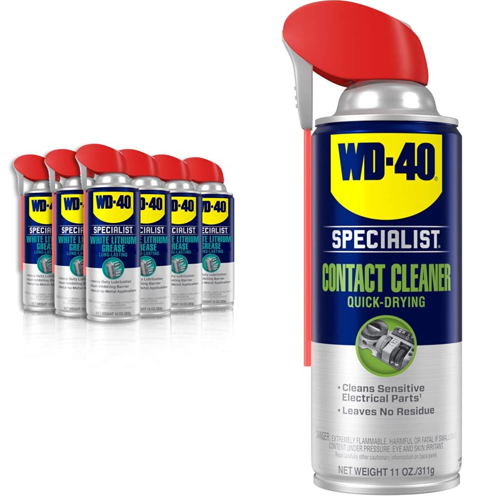 Buy now WD-40 Specialist White Lithium Grease Spray with Smart Straw Sprays 2 Ways, 10 OZ [6-Pack] & Specialist Penetrant with Smart Straw Sprays 2 Ways, 11 OZ 6-Pack (B0BYMLTH4S) at indiglob india
