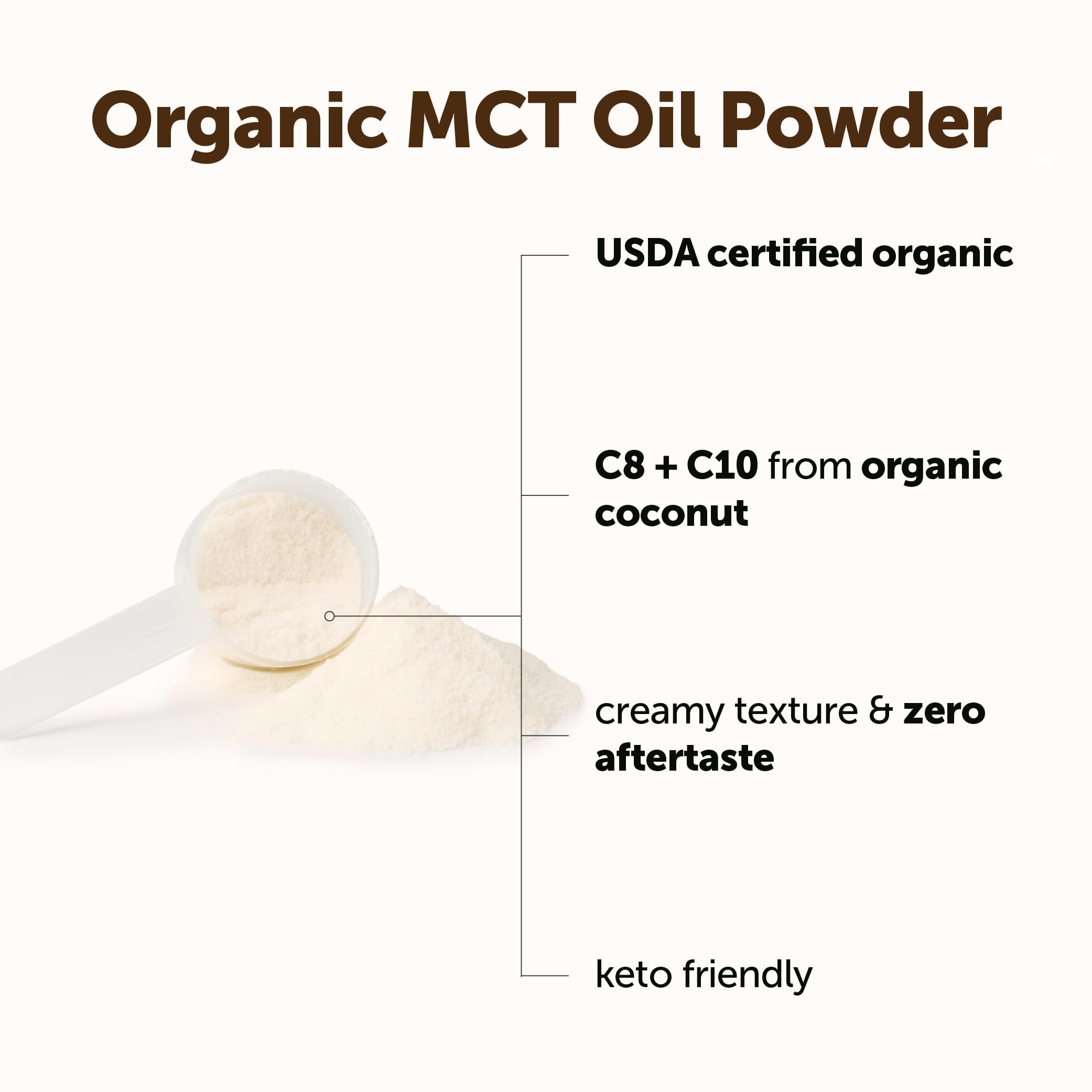 Micro Ingredients Organic MCT Oil Powder with Prebiotic Fiber, 1 lb (16 oz) | C8 & C10 MCT Oil for Coffee Creamer. 45 Servings. Unflavored. Keto & Vegan Friendly, Non-GMO, Gluten Free.