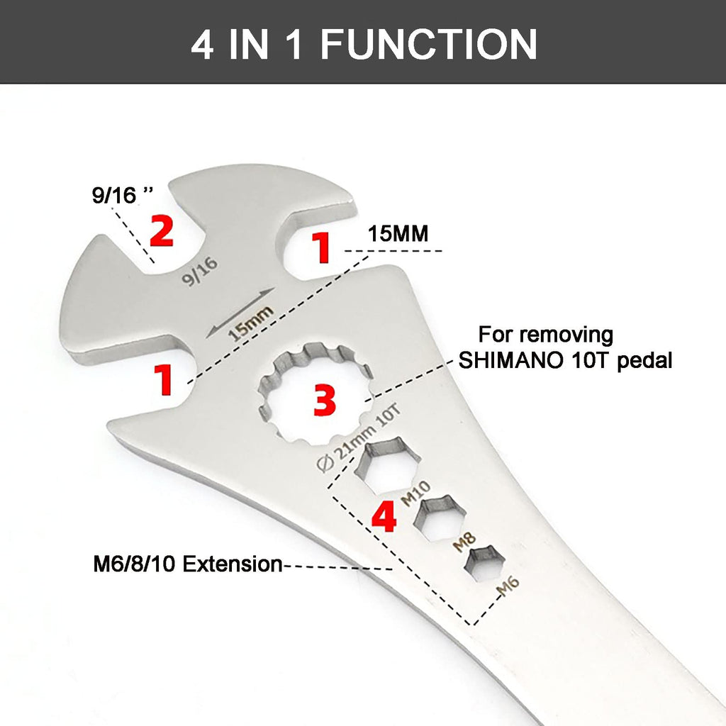 Bike Pedal Wrench, Bicycle Pedal Removal Tool with Extra Long Handle for Efficient Repair of Road and Mountain Bikes