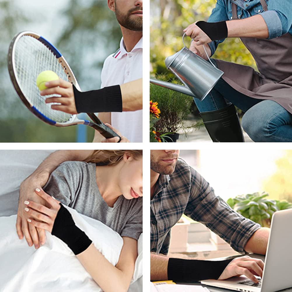 Thumb Wrist Arthritis Gloves (2Pcs), Elastic Compression Sleeves Fingerless Glove with Gel Pad for Arthritis,Tendonitis,Carpal Tunnel,Rheumatoid,Typing, Breathable Compression Gloves for Women & Men