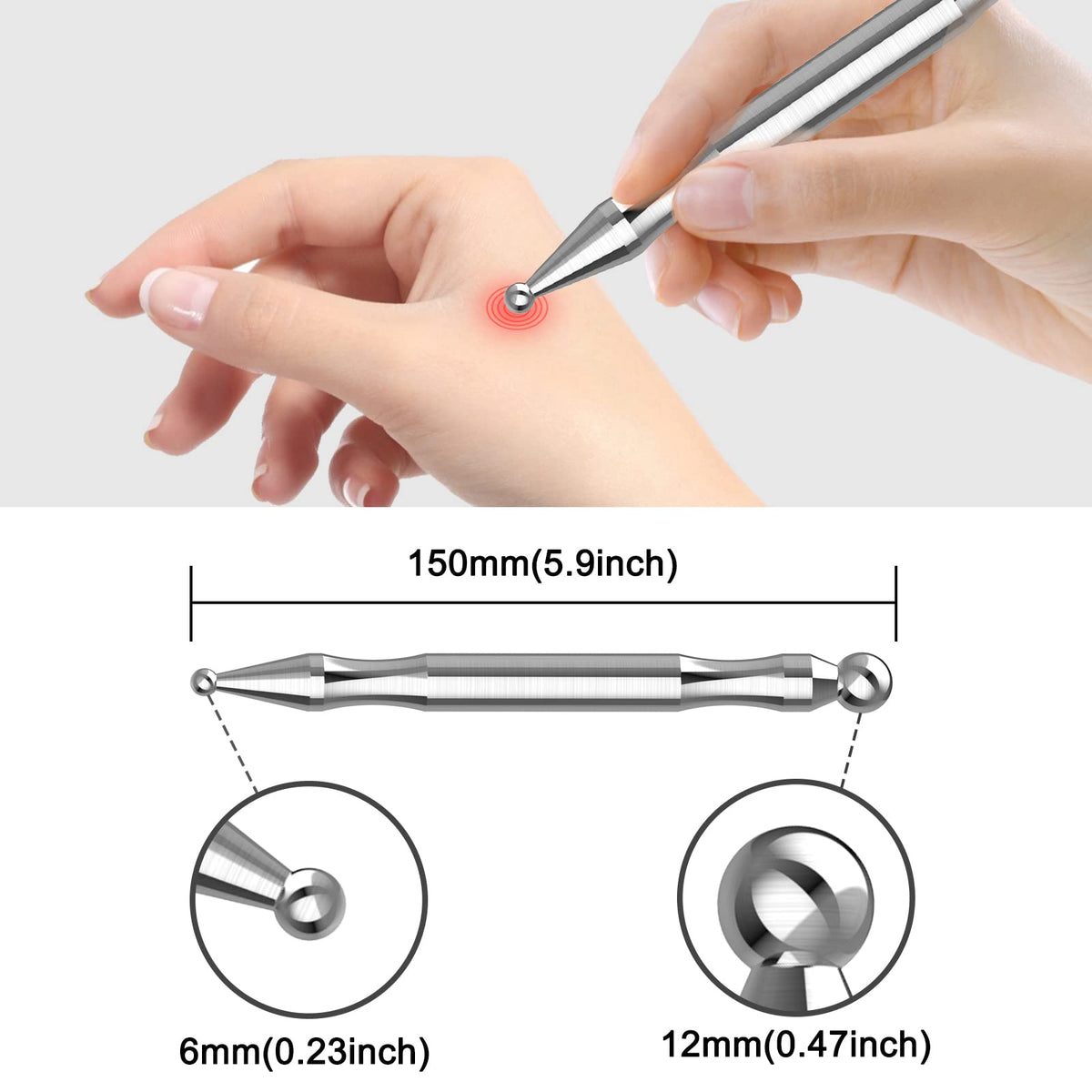 Melonsun Stainless Steel Acupuncture Pen for TMJ Relief, FSA-HSA-Eligible TMJ Massager for Jaw Clenching, Acupressure Facial Tool for Face Reflexology & Full-Body Pressure Point Massage