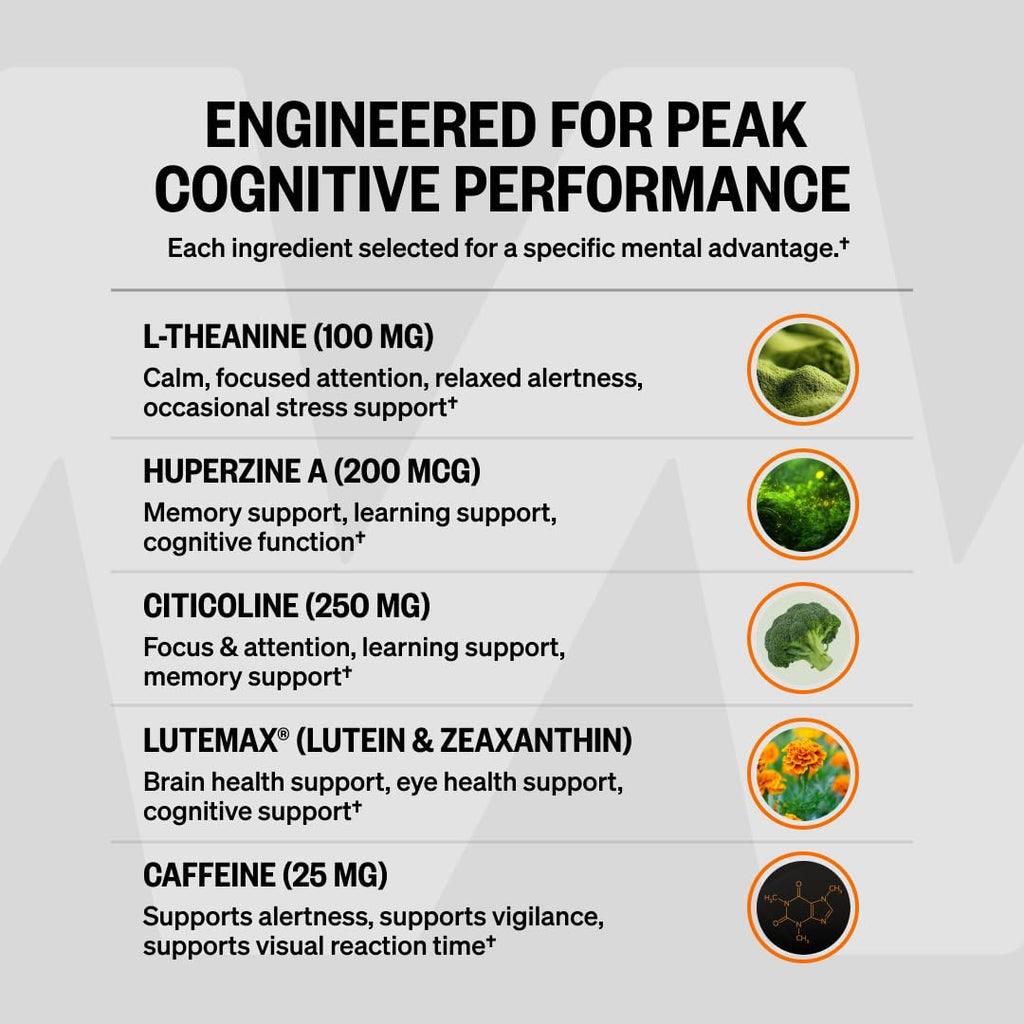 ONNIT Alpha Brain Black Label Nootropic, Citicoline & Lions Mane, 80 Count | IGEN Non-GMO Tested; Citicoline, Lions Mane, Lutemax Lutein, L-Theanine & Mucuna Pruriens; concentration, memory support