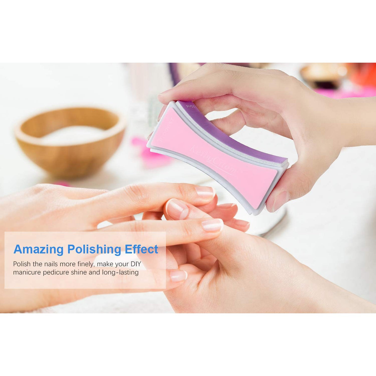 Nail Files and Buffers - Professional Nail Buffer Block for Shaping Polishing, New Natural Nail Polisher with 4 Sides for Nail Art Gel Suit for Home Salons Use (2 Pcs)