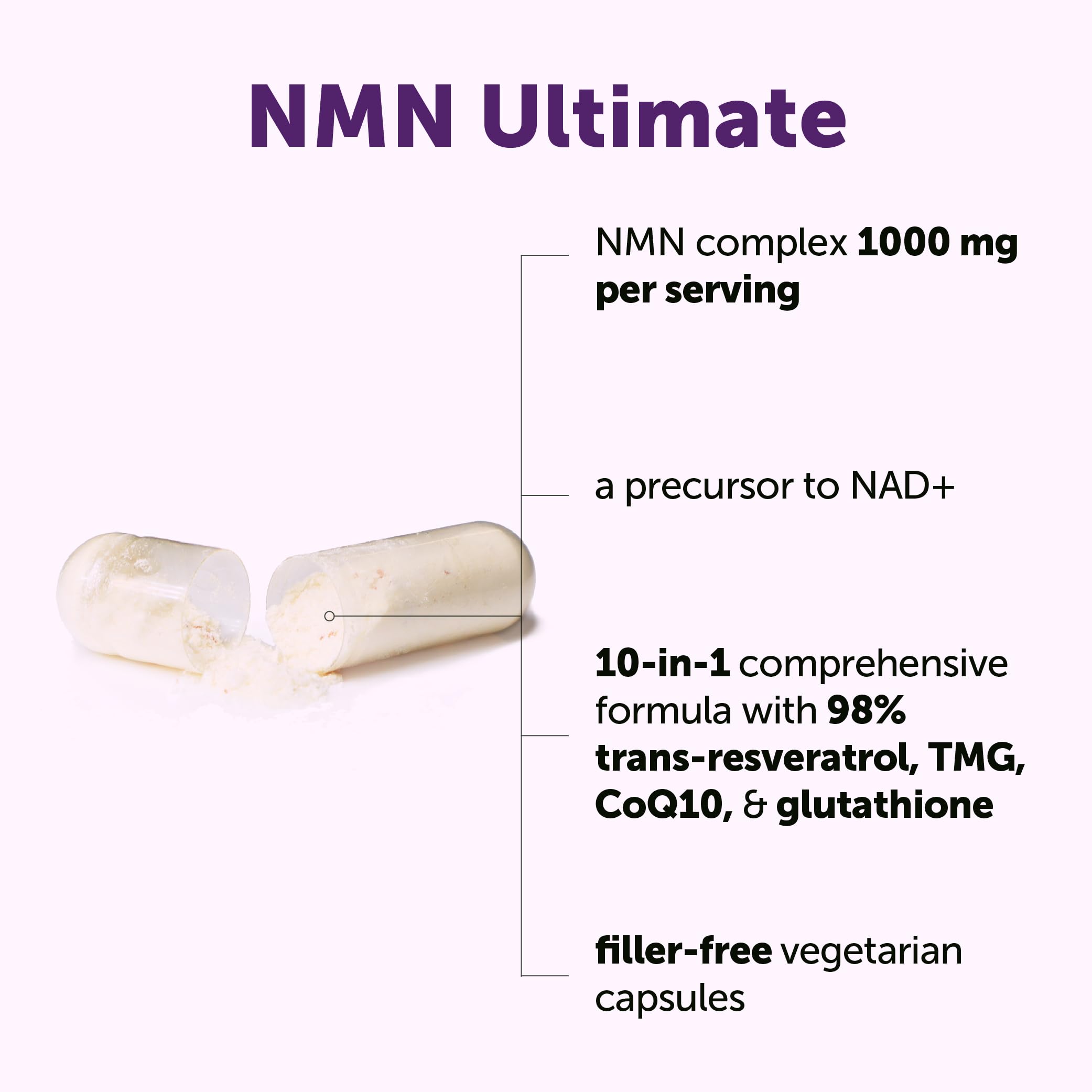 Micro Ingredients NMN Complex 1,000 mg Per Serving, 60 Veggie Capsules | 10-in-1 with Nicotinamide Mononucleotide, Resveratrol, Astaxanthin, TMG & CoQ10. NAD+ Supplement Precursor. Filler Free.