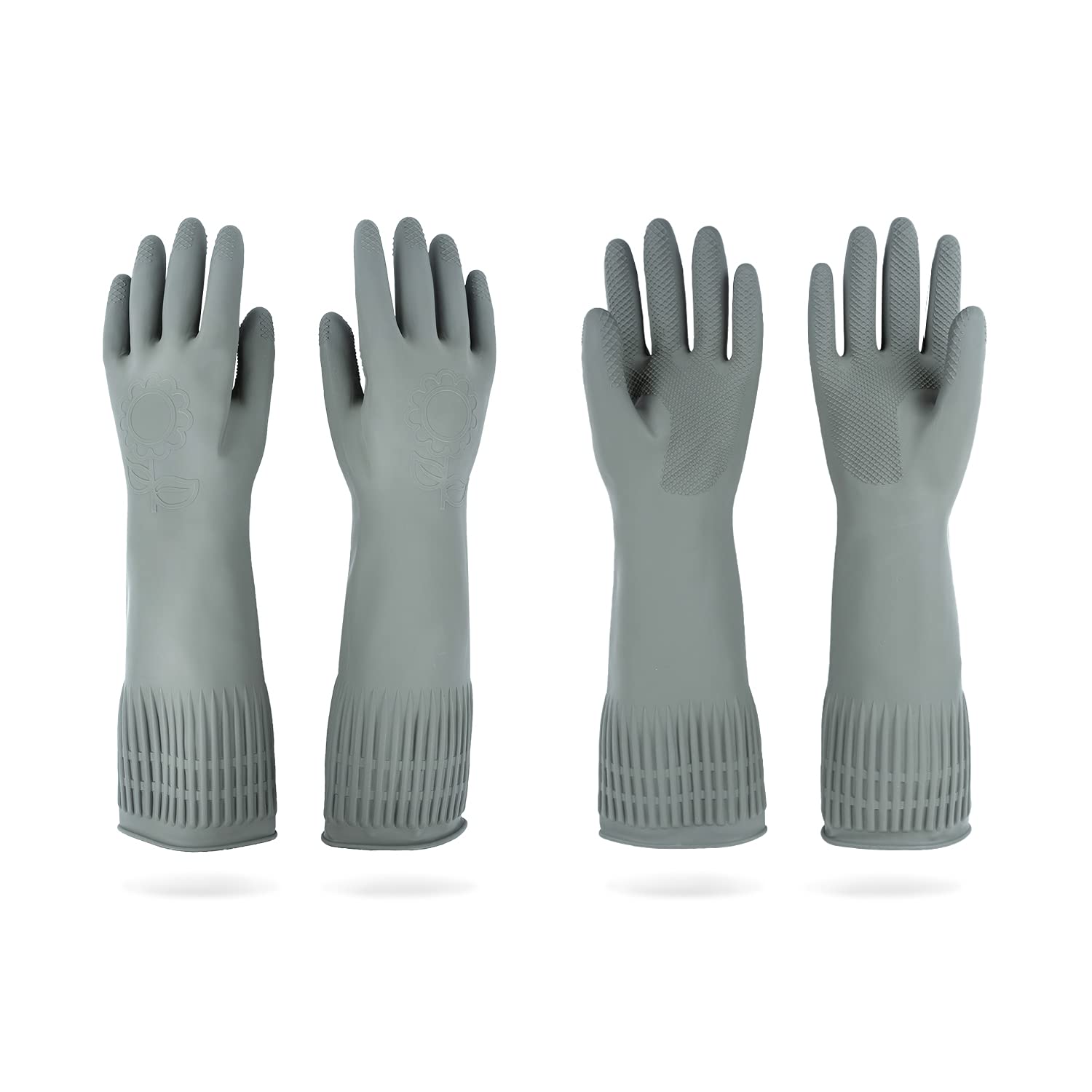 Buy now Mamison 2 Pairs Reusable Waterproof Household Dishwashing Cleaning Rubber Gloves, Non-Slip Kitchen Glove (Pink, Medium (Pack of 2)) Medium (Pack of 2) Grey at indiglob india