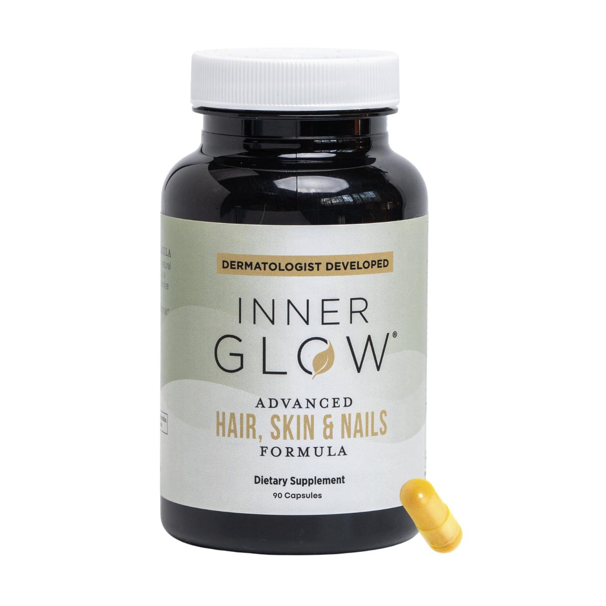 Inner Glow Advanced Hair, Skin & Nails Vitamins – Doctor-Developed Hair Supplement with Biotin, Collagen Peptides, Vitamin D & B12 – Clinically Tested 12-Week Results, Made in USA, Non-GMO