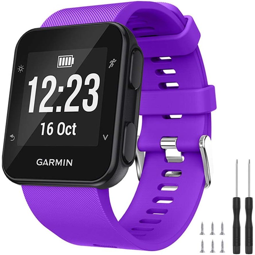 Buy now Watbro Band Compatible with Garmin Forerunner 35, Soft Silicone Watch Band Replacement Strap, for Garmin Forerunner 35 Smart Watch, Fit 5.11-9.05 Inch (130mm-230mm) Wrist Purple-a at indiglob india