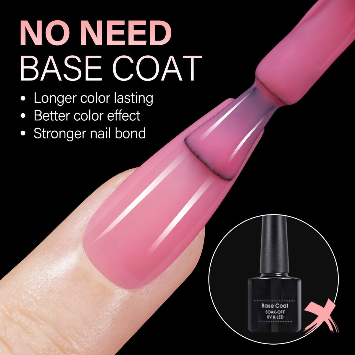 AILLSA Short Almond Nail Tips come in a 450PCS set featuring a vibrant shade. No base coat needed for long-lasting color.