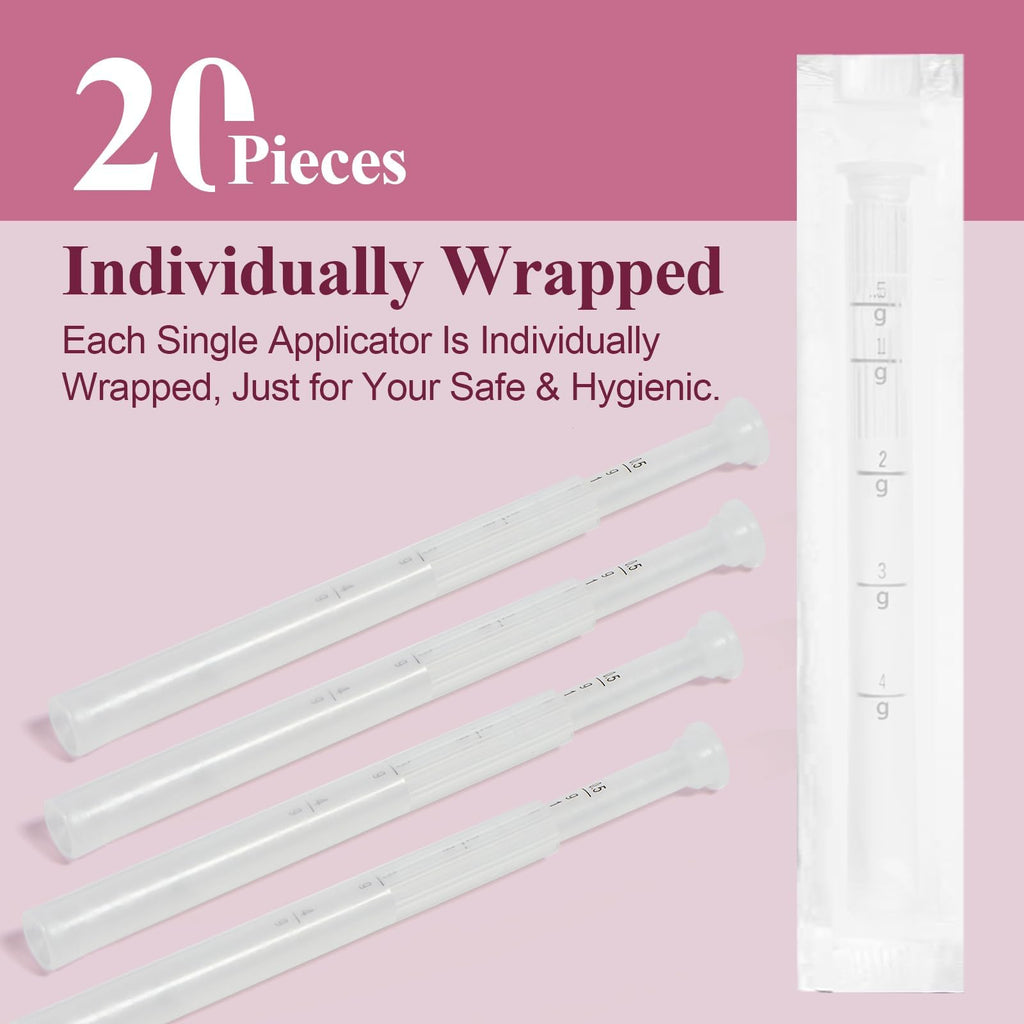 Dizzily 20 Packs Disposable Vaginial Cream Applicators - Fits Suppository, Creams and Most OTC Gels, Individually Wrapped Feminine Care Applicator with Dosage Markings