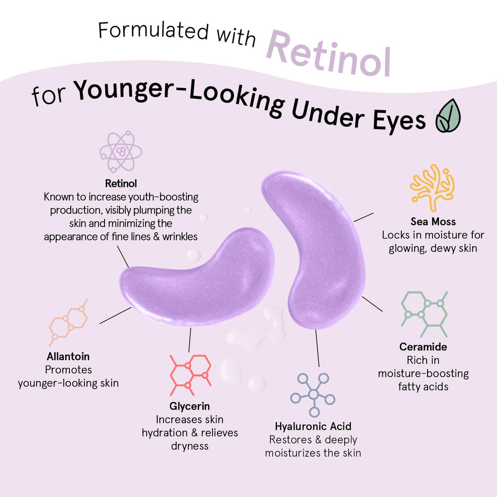 Buy now grace & stella Retinol Under Eye Patches for Puffy Eyes & Dark Circles - Restoring Gel Under Eye Masks with Hyaluronic Acid - Bridesmaid Gifts, Birthday Gifts for Women (Purple, 24 Pairs) at indiglob india