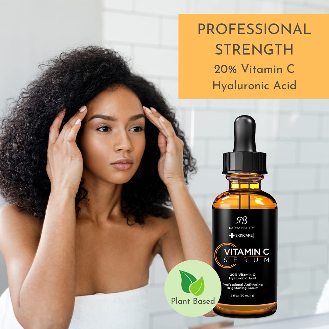 Buy now Radha Beauty Natural Vitamin C Serum 2oz, Vitamin C, Vitamin E, Hyaluronic Acid and Aloe, Facial Serum for Anti-Aging Wrinkles, Dark Spots, Fine Lines at indiglob india