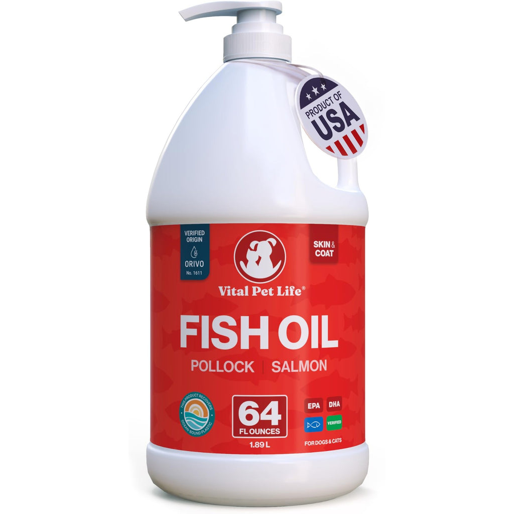 Fish Oil for Dogs, Healthy Skin & Coat Salmon Pollock Liquid Omega 3, 64 oz