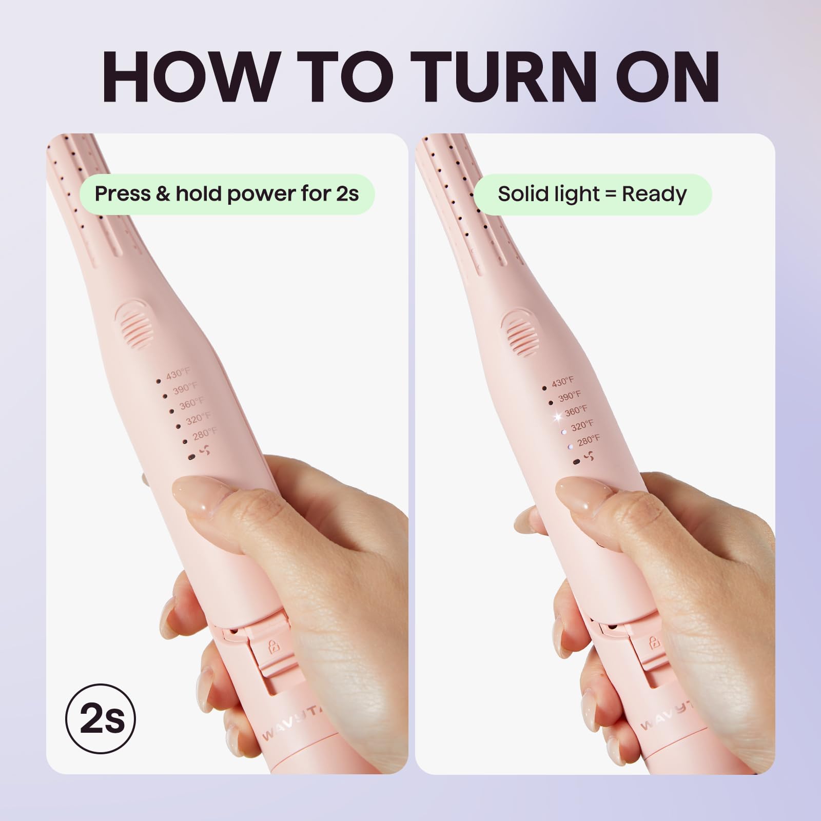 Wavytalk Cool Curl Pencil 0.65" Airflow Curling Iron for Short Hair & Pixie | 360° Cool Airflow Reduces Damage, Anti-scald, Precise Root Styling Control, 2-in-1 Small Flat Iron & Curler, Pink