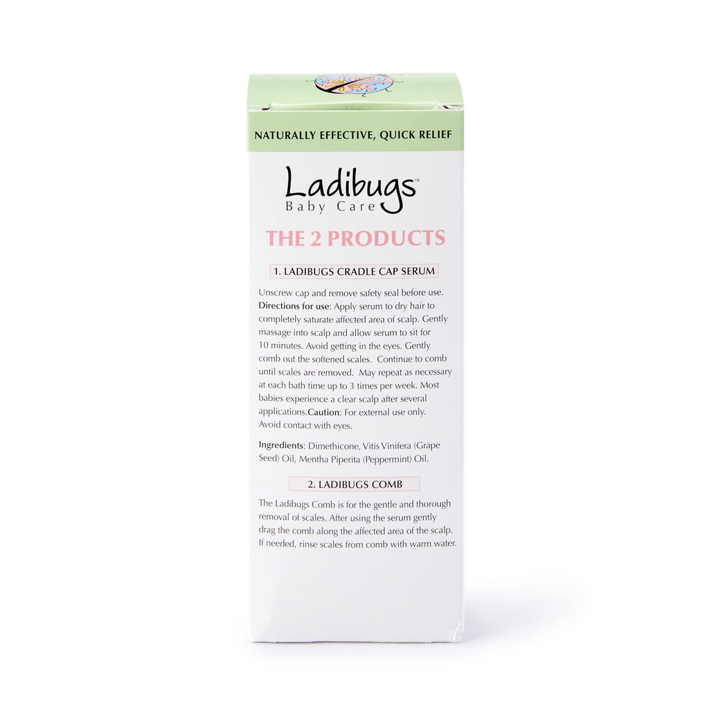 Ladibugs Cradle Cap Remedy Kit - 2-Step Serum & Comb Scale Remover