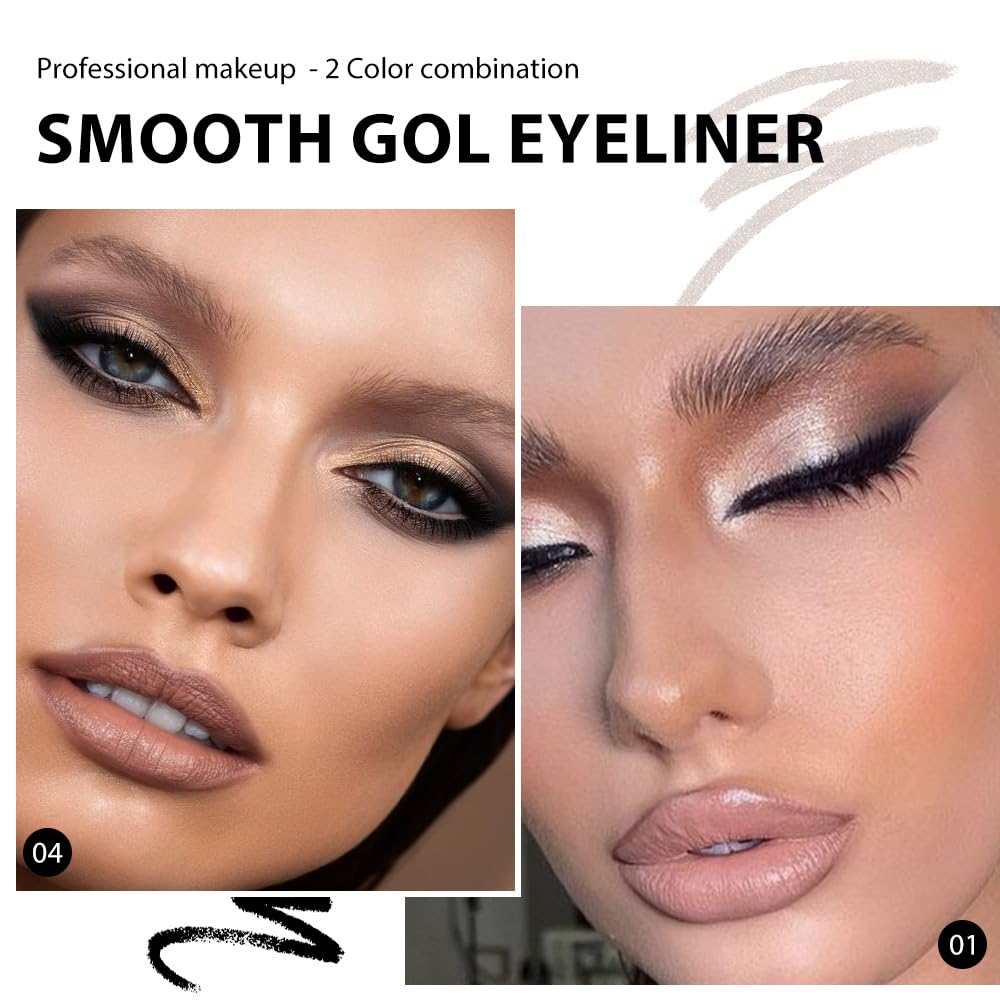 Kaely 2Pcs Gel Eyeliner pencils in natural shades showcased on models. Verified by CuratCart for quality assurance.