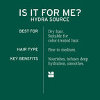 Biolage Hydra Source Shampoo – For Dry Hair | Aloe vera, hyaluronic acid, vegan, paraben-free, softens, moisturizes, adds shine