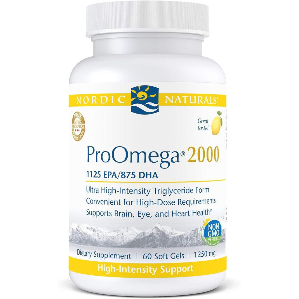 Nordic Naturals ProOmega-3, 2150 mg, EPA & DHA Fish Oil, Lemon - 120 Count | Ultra high-potency EPA & DHA fish oil supports brain, heart, eye & immune health. 2150 mg omega-3. Non-GMO. 60 servings