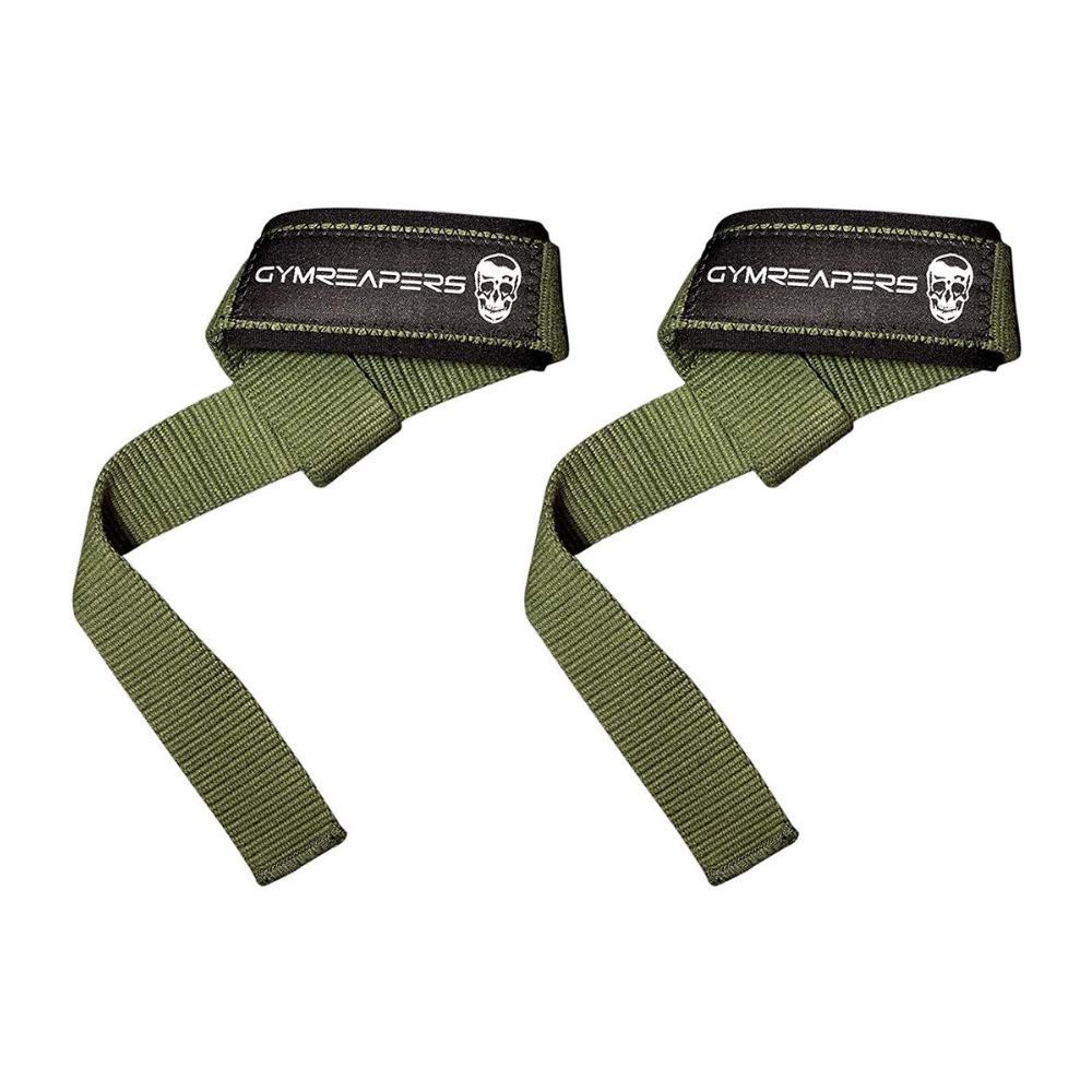 Buy now Gymreapers Lifting Wrist Straps for Weightlifting, Bodybuilding, Powerlifting, Strength Training, & Deadlifts - Padded Neoprene with 18 inch Cotton Military Green at indiglob india