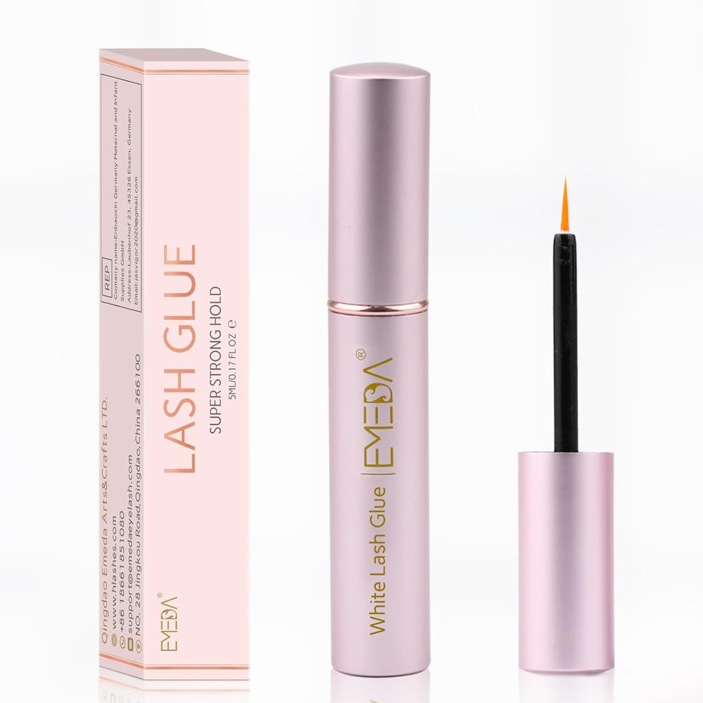 Buy now EMEDA Eyelash Glue for False Lashes Super Strong Hold Long Lasting 24H Waterproof Latex Free Best Lash Glue Eyes Strip White Clear Adhesive 5ml 0.17oz B-1 Pcs White Lash Glue at indiglob india