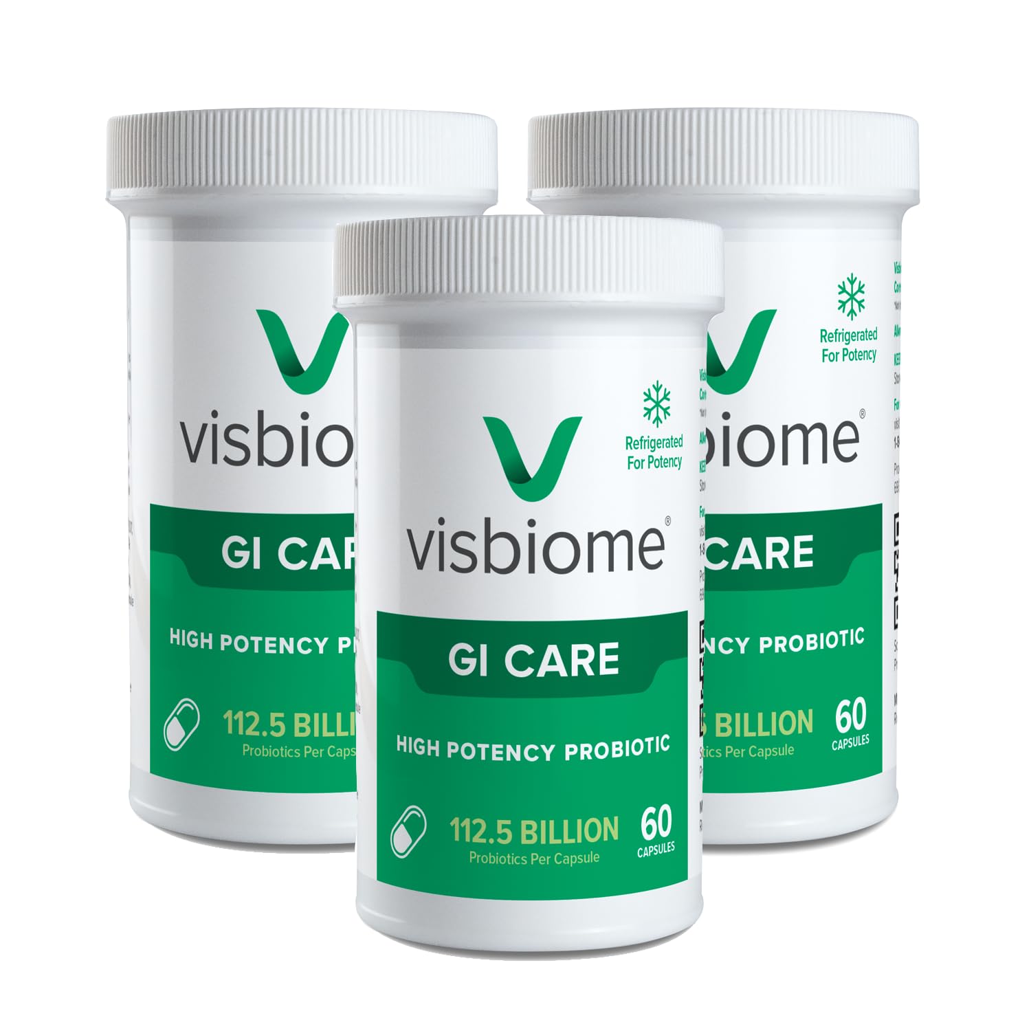 Visbiome® GI Care High Potency Probiotic, 112.5B CFU, 120 Capsules | Original De Simone Formulation®, Multi-Strain, Refrigerated Probiotics, Low FODMAP Certified, Gluten-Free, Made in USA