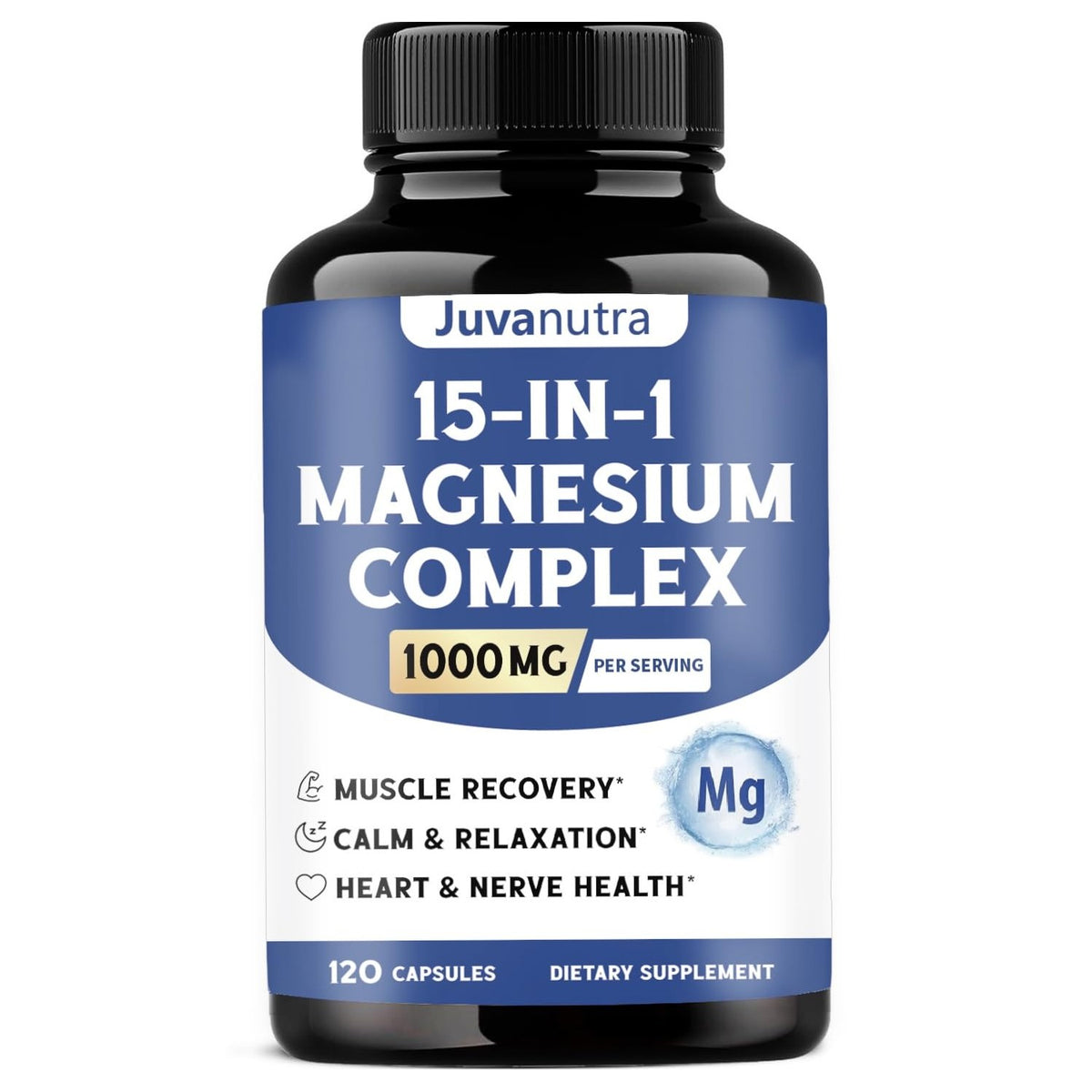 1000mg Magnesium Complex for Women & Men,15-in-1 Magnesio Complex with Glycinate, Citrate, Malate, Taurate & Chelated for Easy Absorption, Muscle, Recovery & Energy, Vegan Non-GMO,120 Capsules