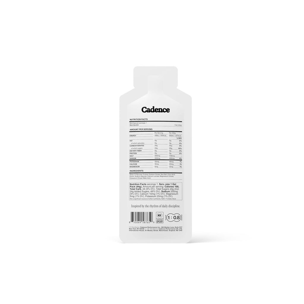 Cadence Core Energy Gels For Running Endurance - Carbohydrates Per Serving With Electrolytes For Hydration - Dual Fuel Formula, For Long Distance Sport, Cycling - 12 Pack (44g x 12)