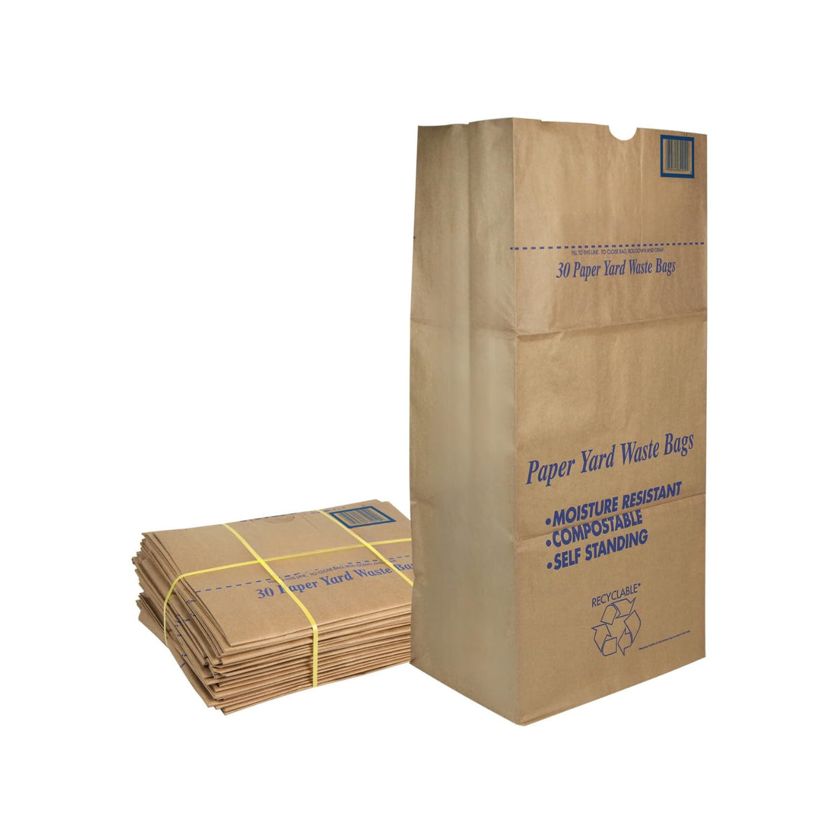 30 Gallon Lawn & Leaf 2-Ply Heavy-Duty Yard Waste Compost Refuse Paper Bags with Necessia Gardening Gloves, Eco-Friendly, Tear Resistant, Self Standing, Biodegredable, Made in USA, 30 Count