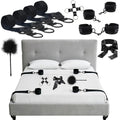 BDSM Bed Bondage Kit SM Sex Toys Restraints Set with Handcuffs Sex Straps Cuffs Blindfold & Feather Tickler, Hogtie Sex Toys Couples for Adult Men Women