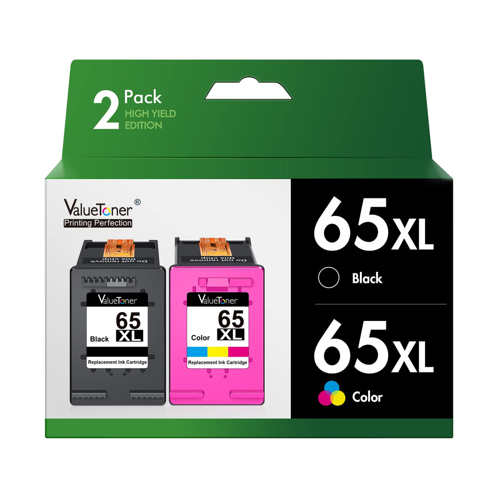 65XL Ink Replaced for HP 65 Ink Cartridges Black/Color Combo Pack 2-Pack