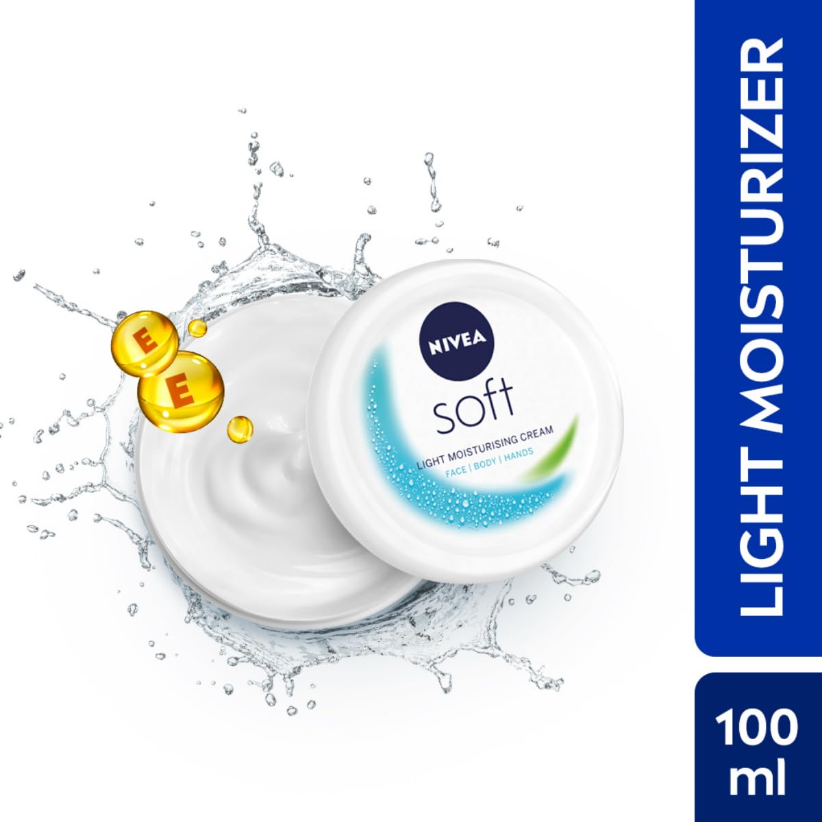 Buy now NIVEA Soft Light Moisturizer Cream, with Vitamin E & Jojoba Oil for Face, Hands and Body, 100 ml at indiglob india