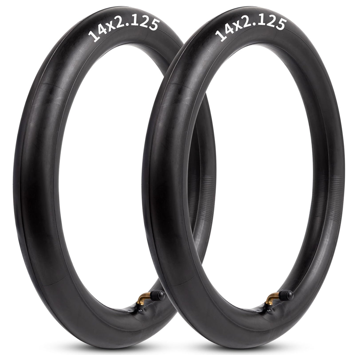 Heavy-Duty 14 x 2.125 Inner Tube 14 Inch Electric Bike Tubes with Angled Valve Stem for Replacement Electric Scooters and E-Bike Tire Tube 2 Packs