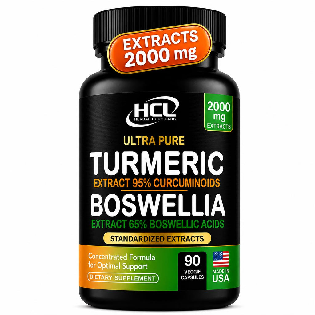 Turmeric Boswellia Extract Supplement 2000 mg – Extra Strength Boswellia Serrata with Turmeric Curcumin - 95% Curcuminoids with Boswellia Extract Capsules - Standardized High Potency - Made in USA
