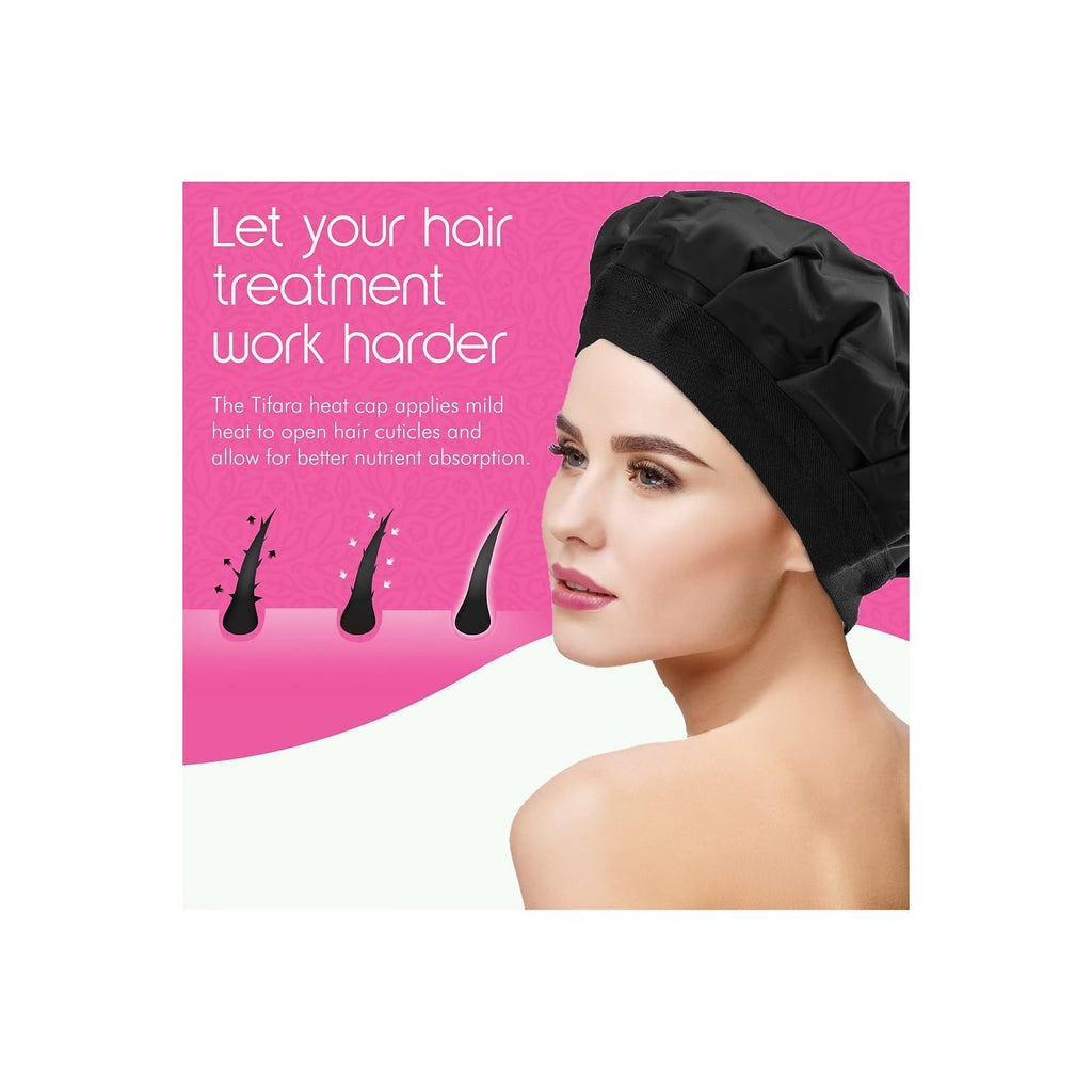 Tifara Beauty Deep Conditioning Cordless Heat Cap for Spa Care at Home, Gel Thermal Technology for Scalp Treatment, Natrual Hair Steamer Gel Cap, Black