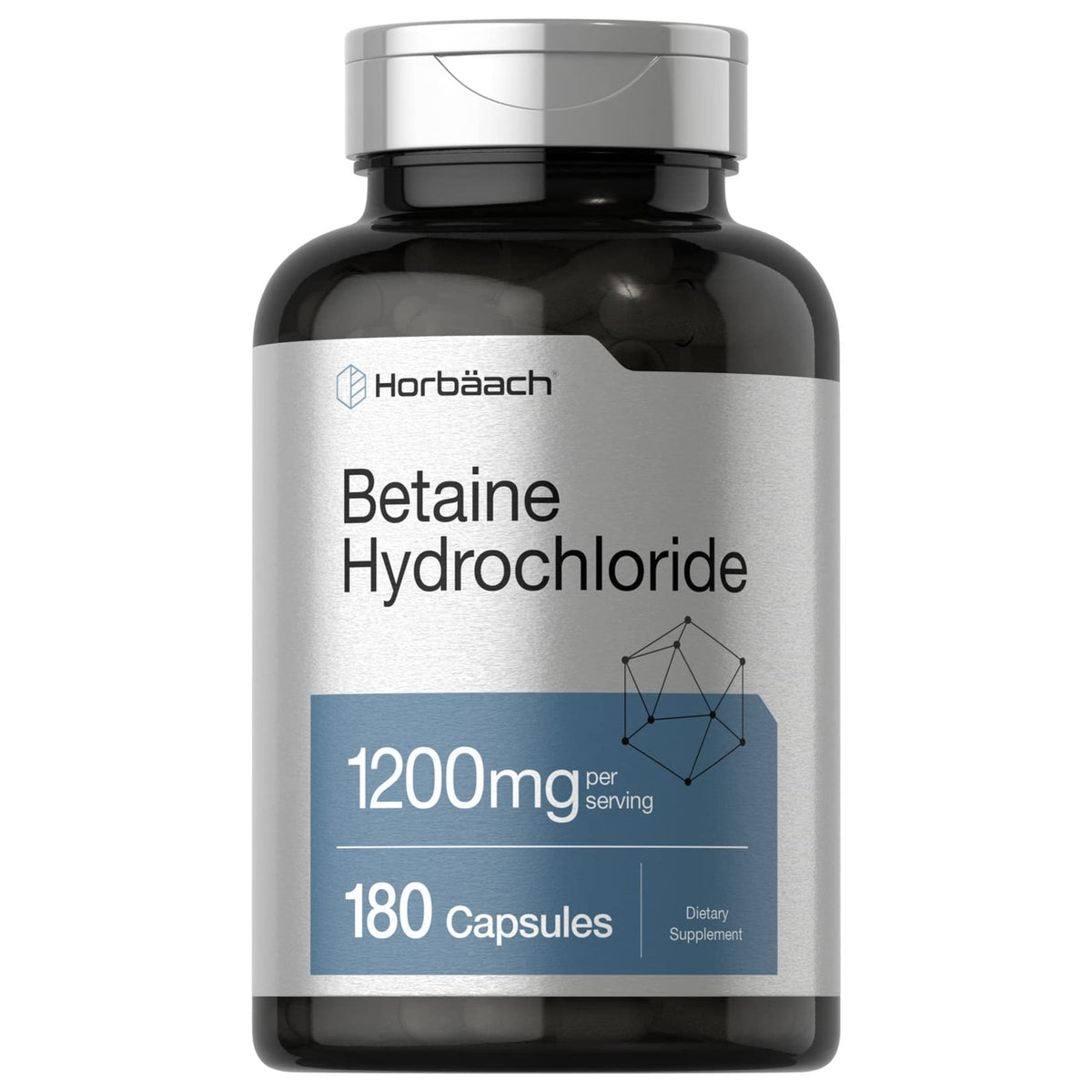 Horbäach Betaine HCl 1200mg | 180 Capsules