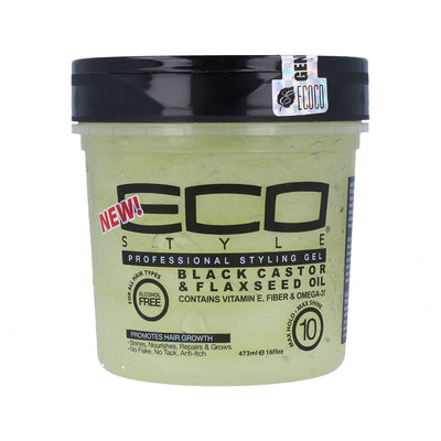 Eco Style Ecoco Gel - Black Castor Flaxseed Oil - Long Lasting Shine - Nourishes And Repairs Damaged Hair - Promotes Healthy Scalp - Provides Superior And Weightless Hold - Effortless Style - 16 Oz