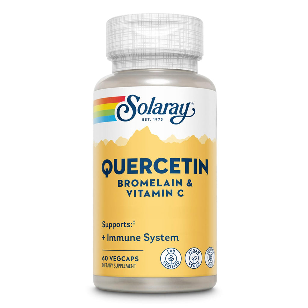 SOLARAY Quercetin Bromelain & Vitamin C (60 CT, 20 Serv) | Immune, Sinus & Antioxidant Support, Quercetin 500 mg, Vitamin C 1, 235 mg, 30 Servings, Vegan & Lab Verified
