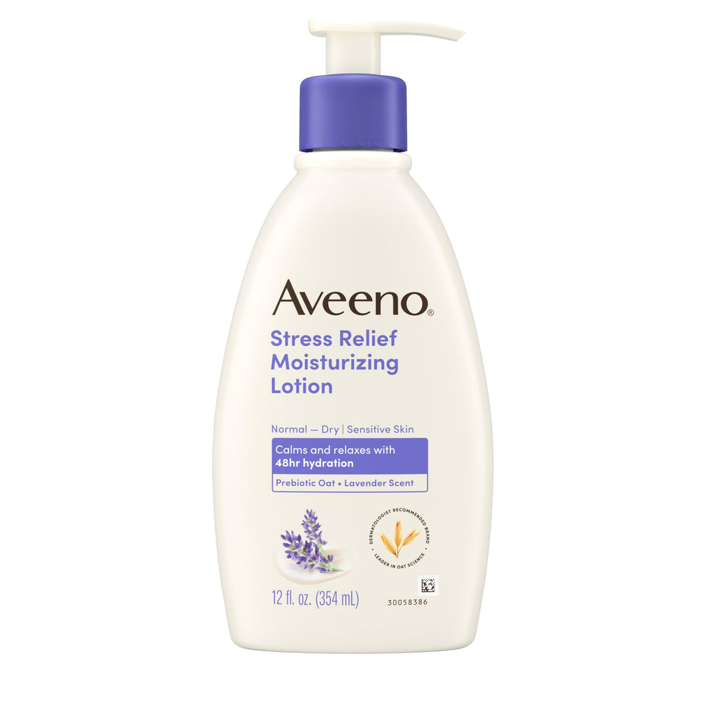 Aveeno Stress Relief Moisturizing Lotion, 12 Fl. Oz (Pack of 4)