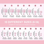 Toe Nail Press Ons, French Square Toe Tips, Press On Nails for Women | 150pcs Pre-Designed Soft Gel Thick False Toenail Extension, Berry Pink Full Cover Acrylic for DIY 15 Sizes