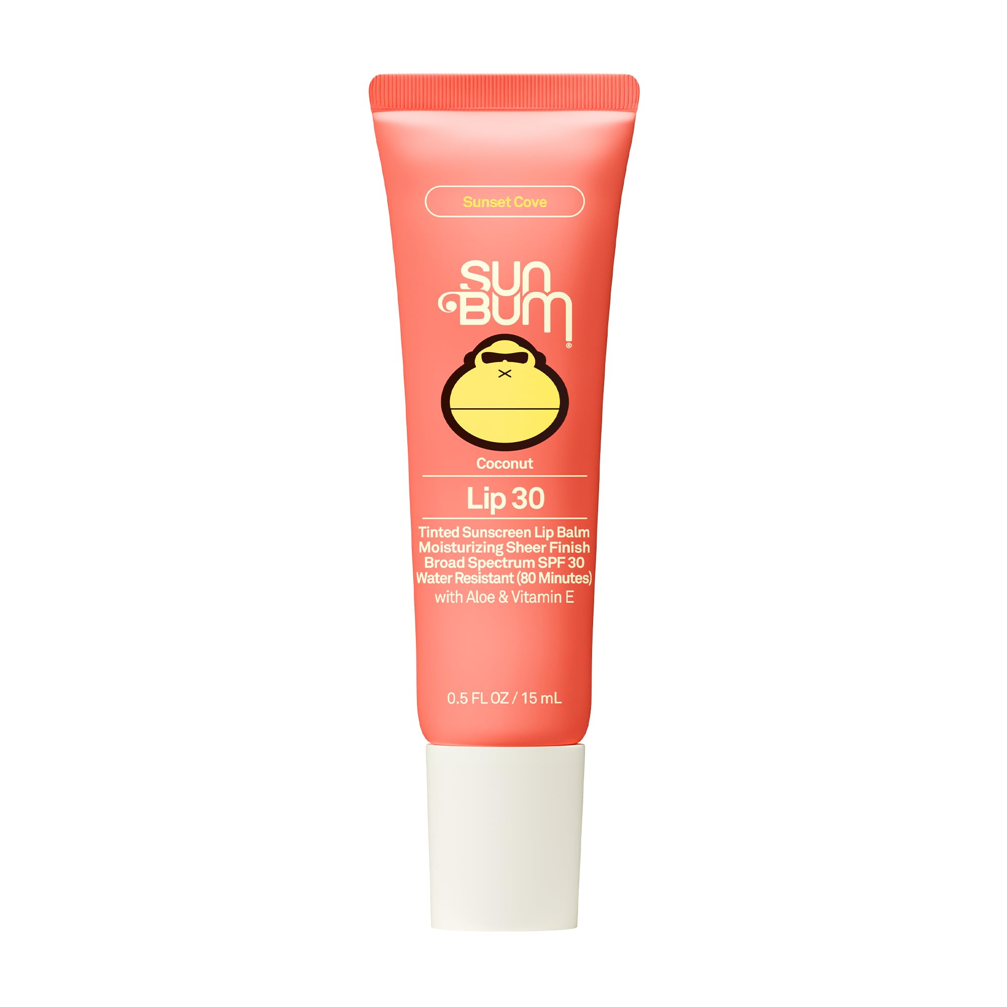 Sun Bum SPF 30 Coconut Sunscreen Lip Balm, Sunset Cove Tinted - 0.5 oz | Broad Spectrum Moisturizing with Aloe and Vitamin E, Vegan, Hawaii 104 Act Compliant (Made without Octinoxate & Oxybenzone)