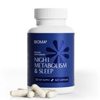BIOMA Night Metabolism & Sleep - Supports Digestion, Energy Metabolism & Restful Sleep with Melatonin, Vitamin D, Magnesium & More - 60 Capsules (30-Day Supply)