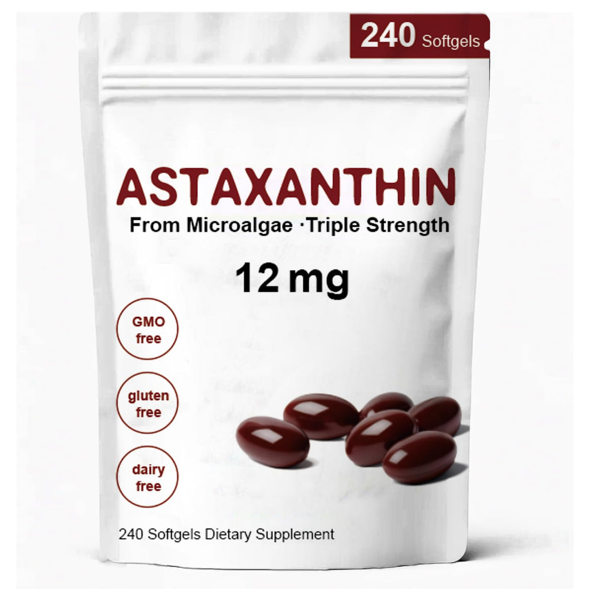 Astaxanthin 12mg Antioxidant Supplements, 240 Softgels